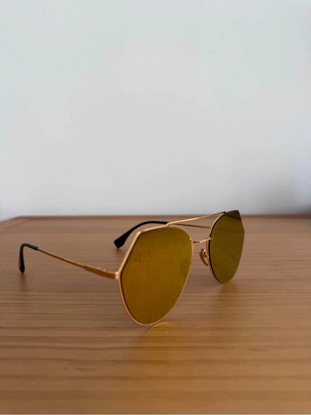 Fendi Gold Frame with Brown Lenses Women's Sunglasses